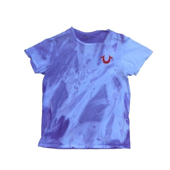 TIE Dyed True Religion Shirt Small Big Logo White/Purple - Picture 4 of 10